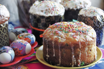 Картинка праздничные пасха куличи яйца