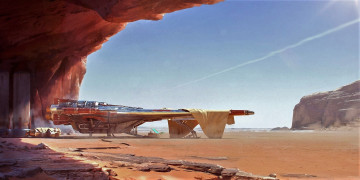 Картинка фэнтези космические+корабли +звездолеты +станции скалы небо след корабль ткань