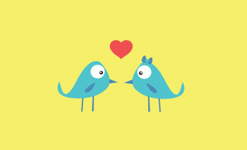обоя векторная графика, птицы , птицы, птички, сердечко