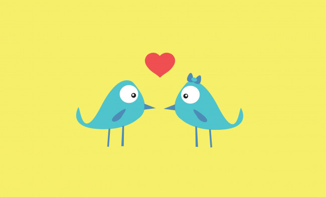 Обои картинки фото векторная графика, птицы , птицы, птички, сердечко