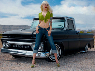 Картинка 1965 gmc short bed truck автомобили авто девушками