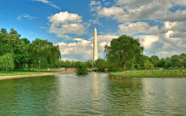 Обои картинки фото the, washington, memorial, города, вашингтон, сша