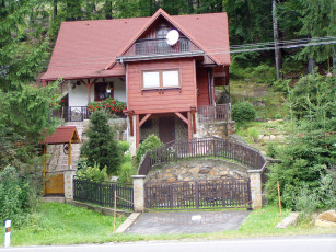 Картинка разное сооружения постройки цветы лес дом