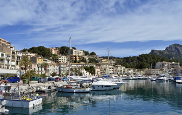 Картинка port de soller mallorca balearic islands spain корабли порты причалы испания балеарские острова майорка порт де сольер