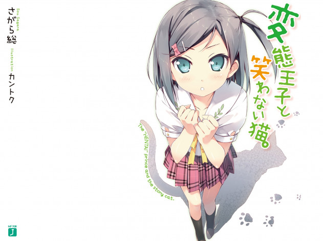 Обои картинки фото hentai, ouji, to, warawanai, neko, tsukiko, аниме, henneko, blue, eyes, black, hair, anime