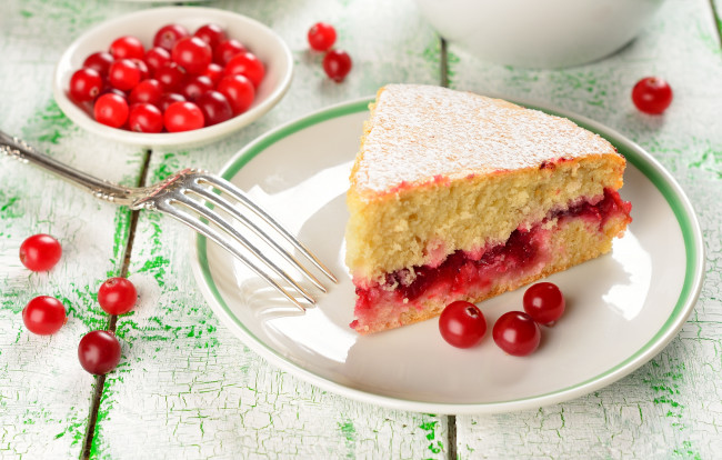 Обои картинки фото еда, пирожные, кексы, печенье, кусок, клюква