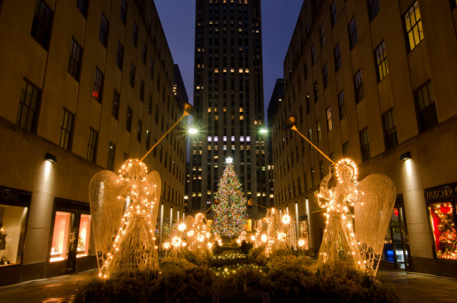 Обои картинки фото праздничные, новогодние, пейзажи, ангелы