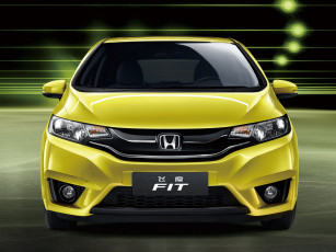 обоя автомобили, honda, cn-spec, fit, желтый, 2014