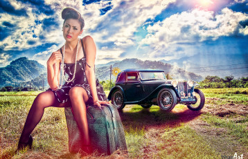 Картинка автомобили авто+с+девушками азиатка hdr бусы сумка авто девушка природа ретро