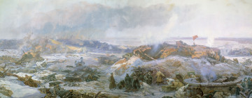 Картинка рисованные армия сталинград зима дым руины солдаты пехота