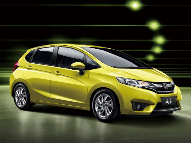 Обои картинки фото автомобили, honda, 2014, cn-spec, fit, желтый