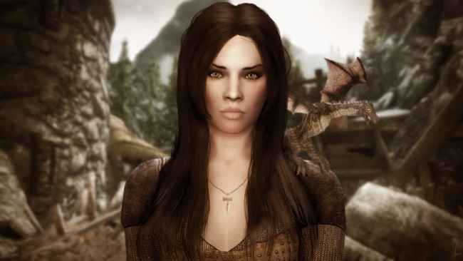 Обои картинки фото 3д графика, people , люди, взгляд, дракон, девушка