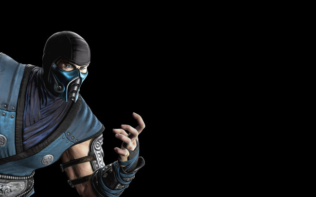 Обои картинки фото видео игры, mortal kombat, чёрный, фон, комбат, sub-zero, мортал, игра