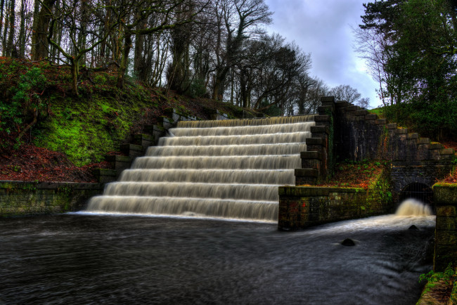 Обои картинки фото природа, водопады, деревья, парк, англия, водопад