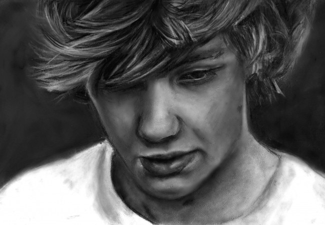 Обои картинки фото рисованные, люди, парень, чёрно-белая, рисунок, карандаш