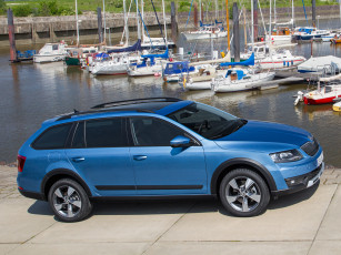 обоя автомобили, skoda, синий, 2014г, 5e, scout, octavia