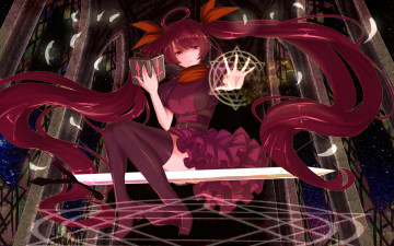 Картинка аниме pixiv+fantasia pixiv fantasia bakanoe арт девушка пентаграмма меч книга магия взгляд