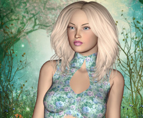 Картинка 3д+графика люди+ people девушка блондинка фон взгляд