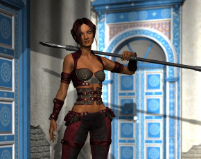 Картинка 3д+графика амазонки+ amazon фон взгляд девушка оружие