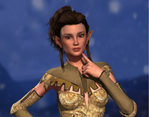 Картинка 3д+графика эльфы+ elves взгляд эльфийка фон