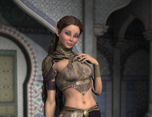 Картинка 3д+графика эльфы+ elves взгляд эльфийка фон