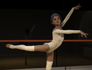 обоя 3д графика, люди , people, гимнастка, фон, взгляд, девочка