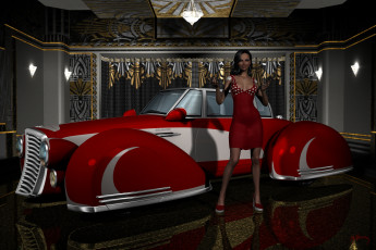 Картинка 3д+графика люди-авто мото+ people-+car+ +moto девушка взгляд фон автомобиль