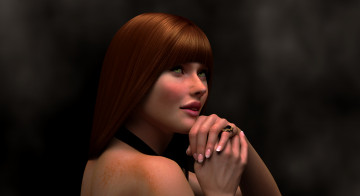 Картинка 3д+графика портрет+ portraits фон взгляд девушка