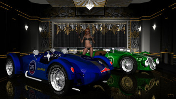 Картинка 3д+графика люди-авто мото+ people-+car+ +moto девушка взгляд фон автомобиль