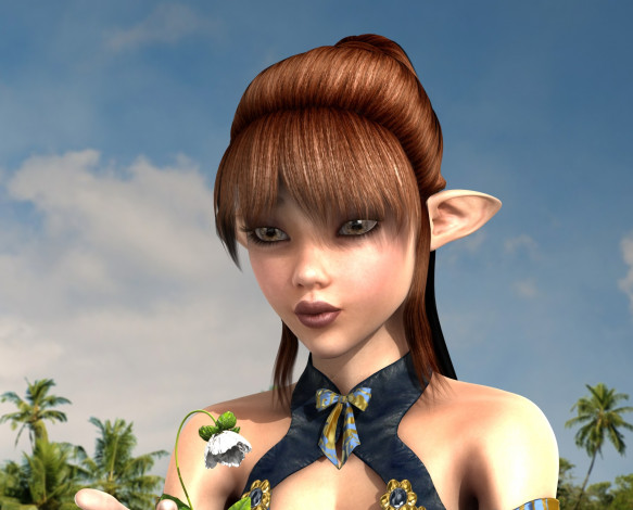 Обои картинки фото 3д графика, эльфы , elves, фон, взгляд, эльфийка