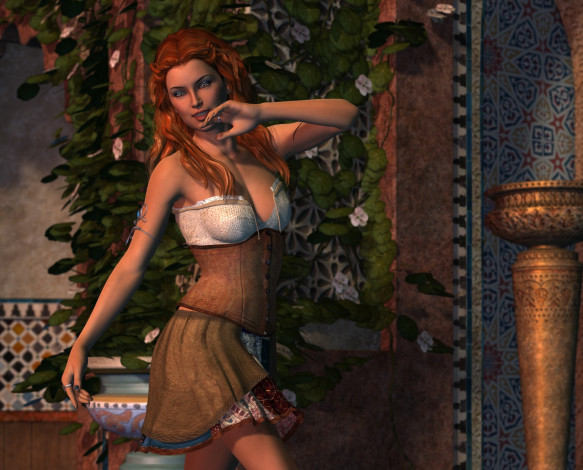 Обои картинки фото 3д графика, люди , people, фон, взгляд, девушка