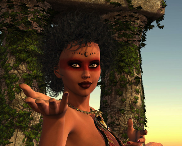 Обои картинки фото 3д графика, портрет , portraits, взгляд, фон, девушка