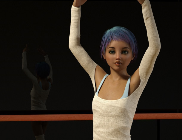Обои картинки фото 3д графика, люди , people, гимнастка, фон, девочка, взгляд