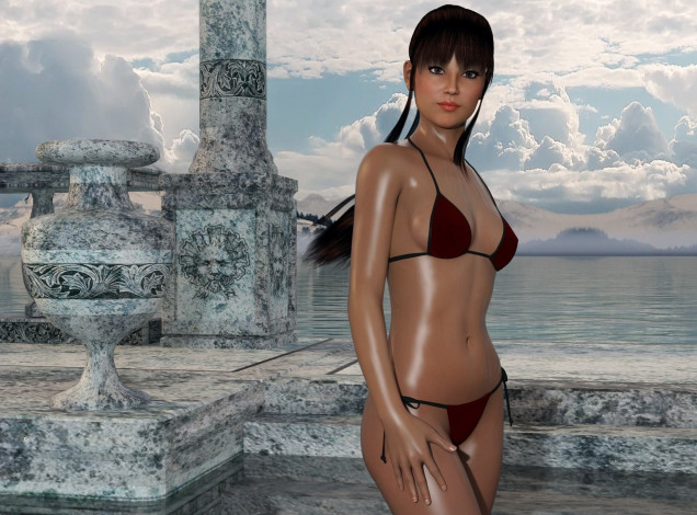 Обои картинки фото 3д графика, люди , people, девушка, взгляд, фон