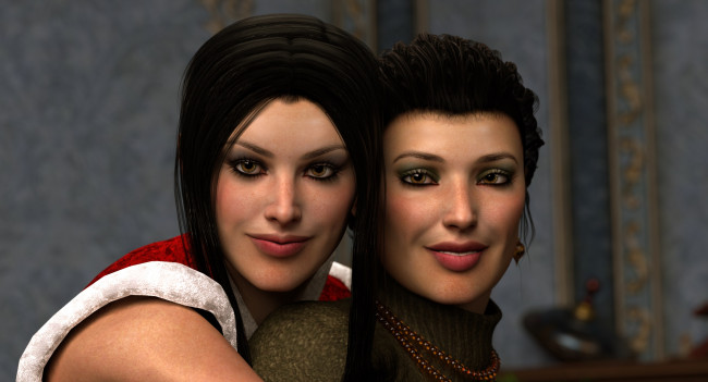 Обои картинки фото 3д графика, портрет , portraits, фон, взгляд, девушки