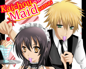 Картинка аниме kaichou+wa+maid-sama двое