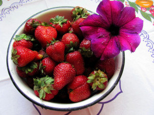 Картинка еда клубника +земляника ягоды петуния