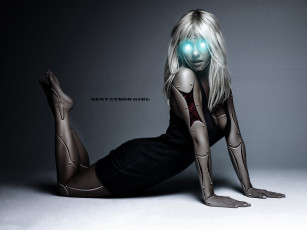 обоя фэнтези, роботы,  киборги,  механизмы, взгляд, фон, девушка