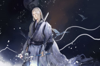 Картинка фэнтези люди азиат парень кимоно