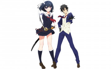 Картинка аниме busou+shoujo+machiavellianism girl sword anime katana boy ken blade mask gloves seifuku armed girl's machiavellism busou shoujo machiavellianism