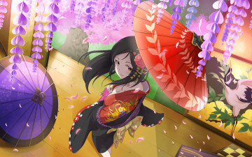 Картинка аниме idolm@ster кимоно журавль глициния сакура idolmaster momoi satsuki