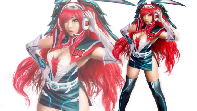 Обои картинки фото аниме, музыка, девушка, фон, взгляд