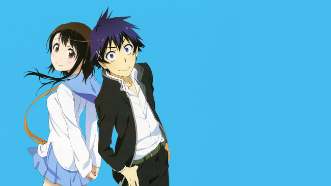 Обои картинки фото аниме, nisekoi, взгляд, фон, девушка