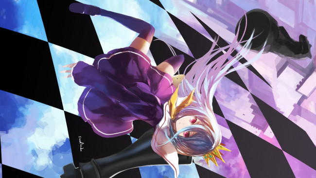 Обои картинки фото аниме, no game no life, фон, взгляд, девушка