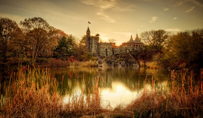 Обои картинки фото города, - дворцы,  замки,  крепости, замок, пруд