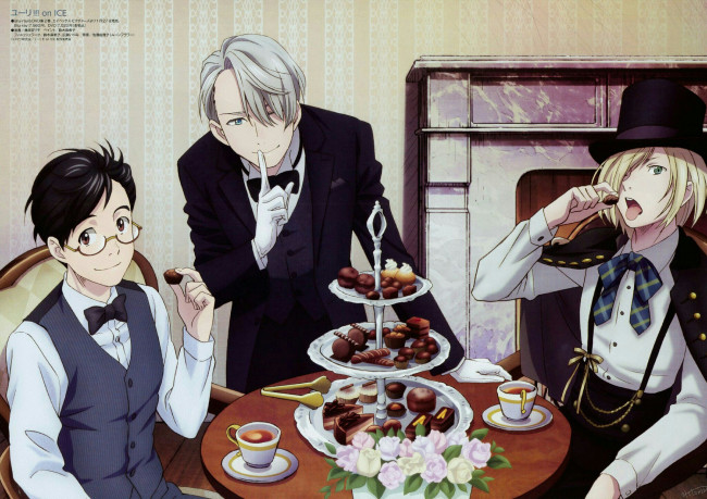 Обои картинки фото аниме, yuri on ice, виктор, юрио, юри