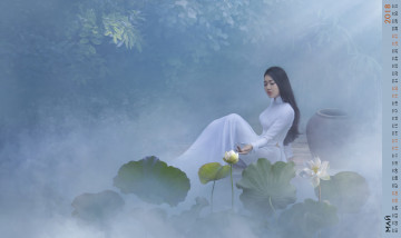 Картинка календари компьютерный+дизайн девушка цветы