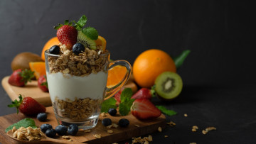 Картинка еда мюсли +хлопья ягоды фрукты