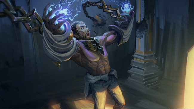 Обои картинки фото видео игры, league of legends, цепи, магия, sylas