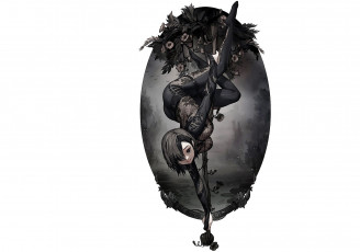 Картинка аниме unknown +другое+ девушка стебель цветы